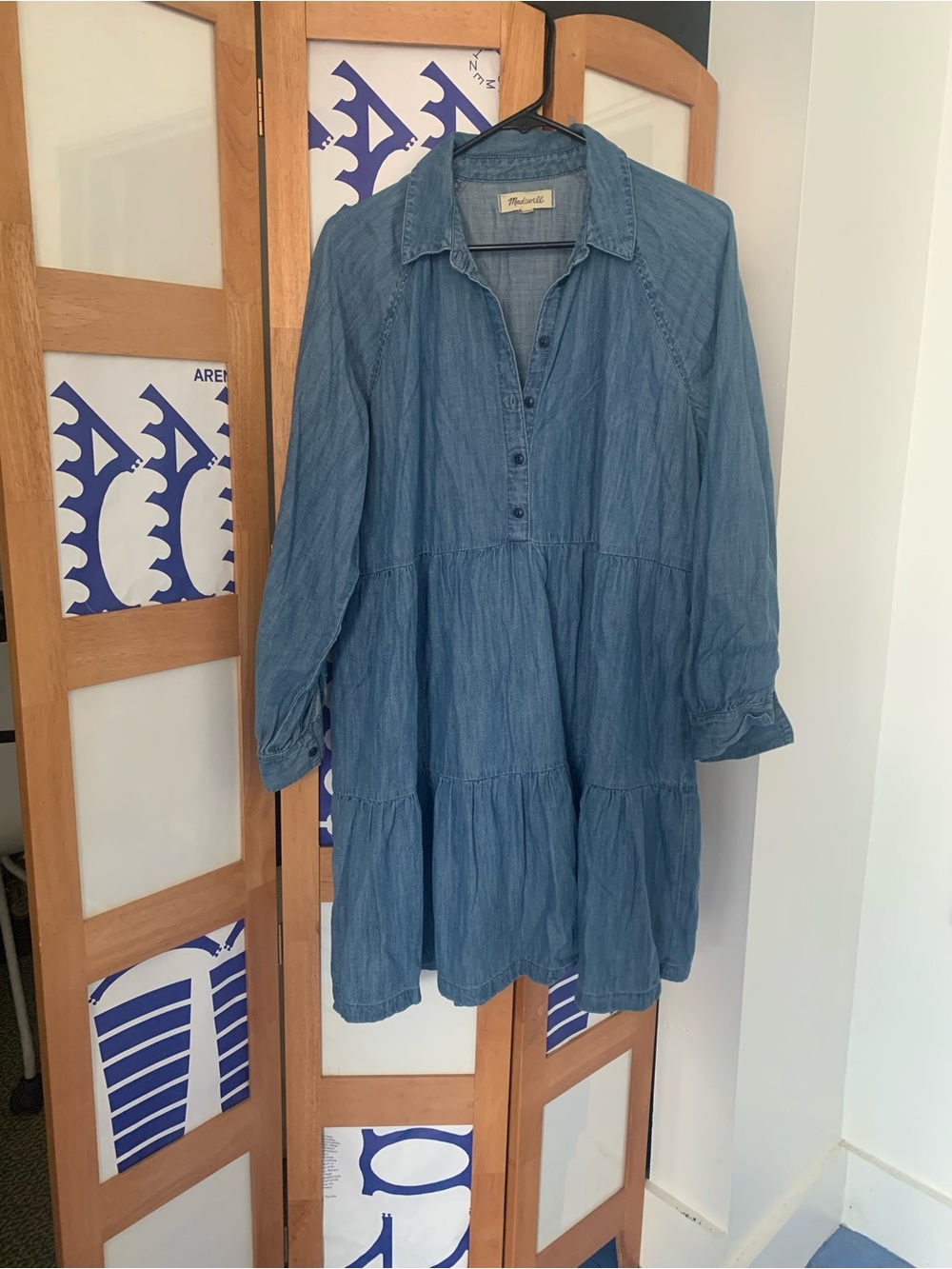 Madewell Tiered Shirt Dress - Blue